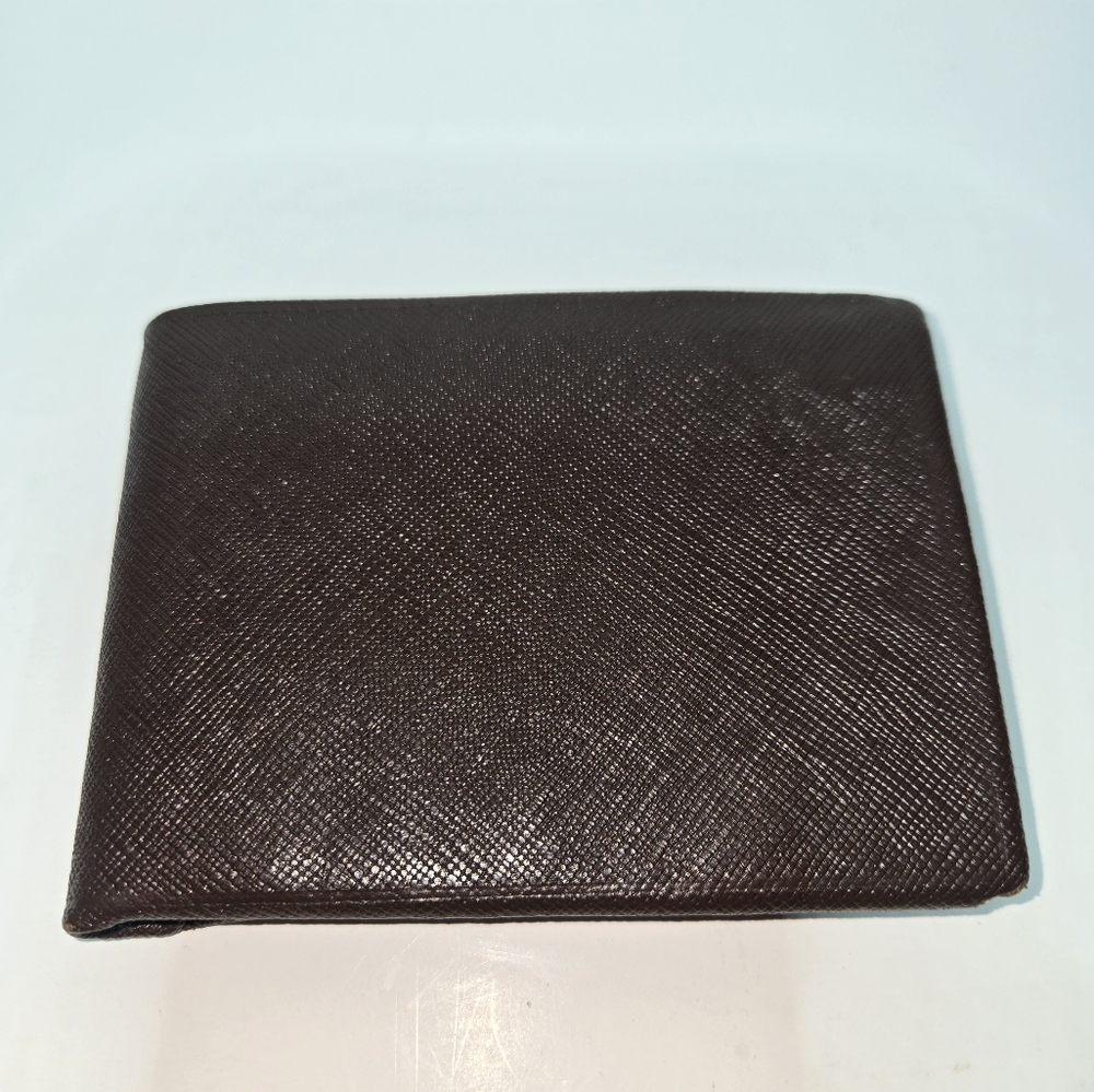 VTG SAFFIAN SPLIT COWHIDE MENS LEATHER WALLET/BILLFOLD BROWN HOLDS PHOTOS
